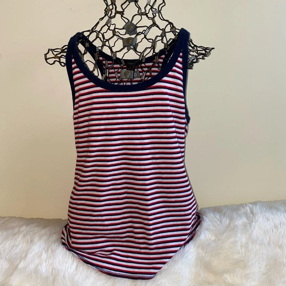 J. Crew American Stripe Racer Back Ribbed Tank Size XL